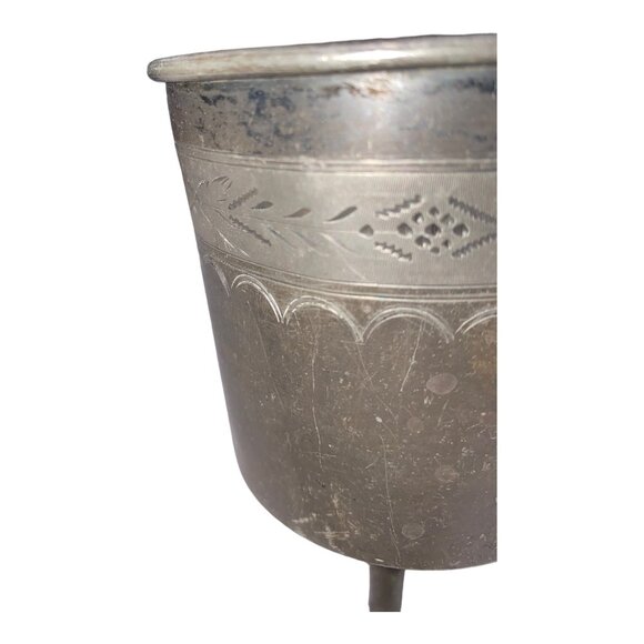 Vintage Pewter Goblet With Engraved Design - Picture 8 of 11